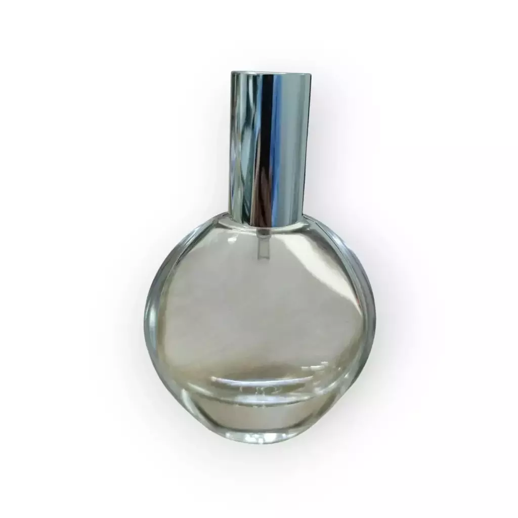 Vidro Perfume Oval 60 ml com Válvula Spray Luxo Prata/Ouro com Tampa Total Vidro Perfume Oval 60 ml com Válvula Spray Lu