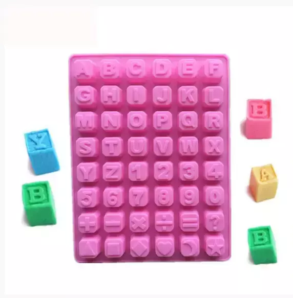 Molde de Silicone Alfabeto, Números e Símbolos - 55 Cavidades