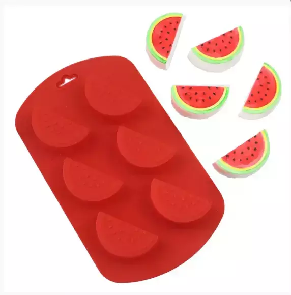 Molde de Silicone 3D Fatia de Melancia - 6 Cavidades