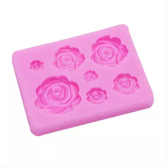 Molde de Silicone Rosa Flor - 6 Cavidades em Diferentes Tamanhos