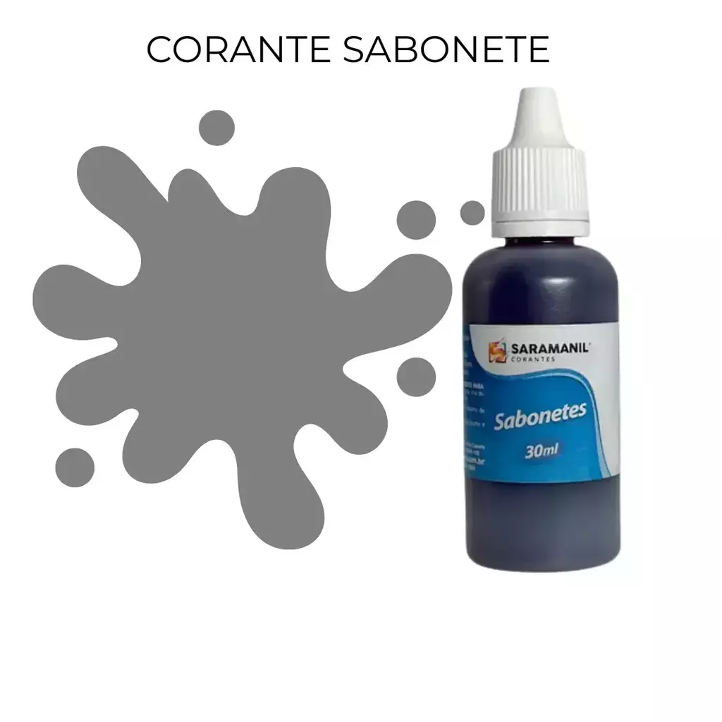 Corante para Saboaria Cinza - 30 ml - Saramanil