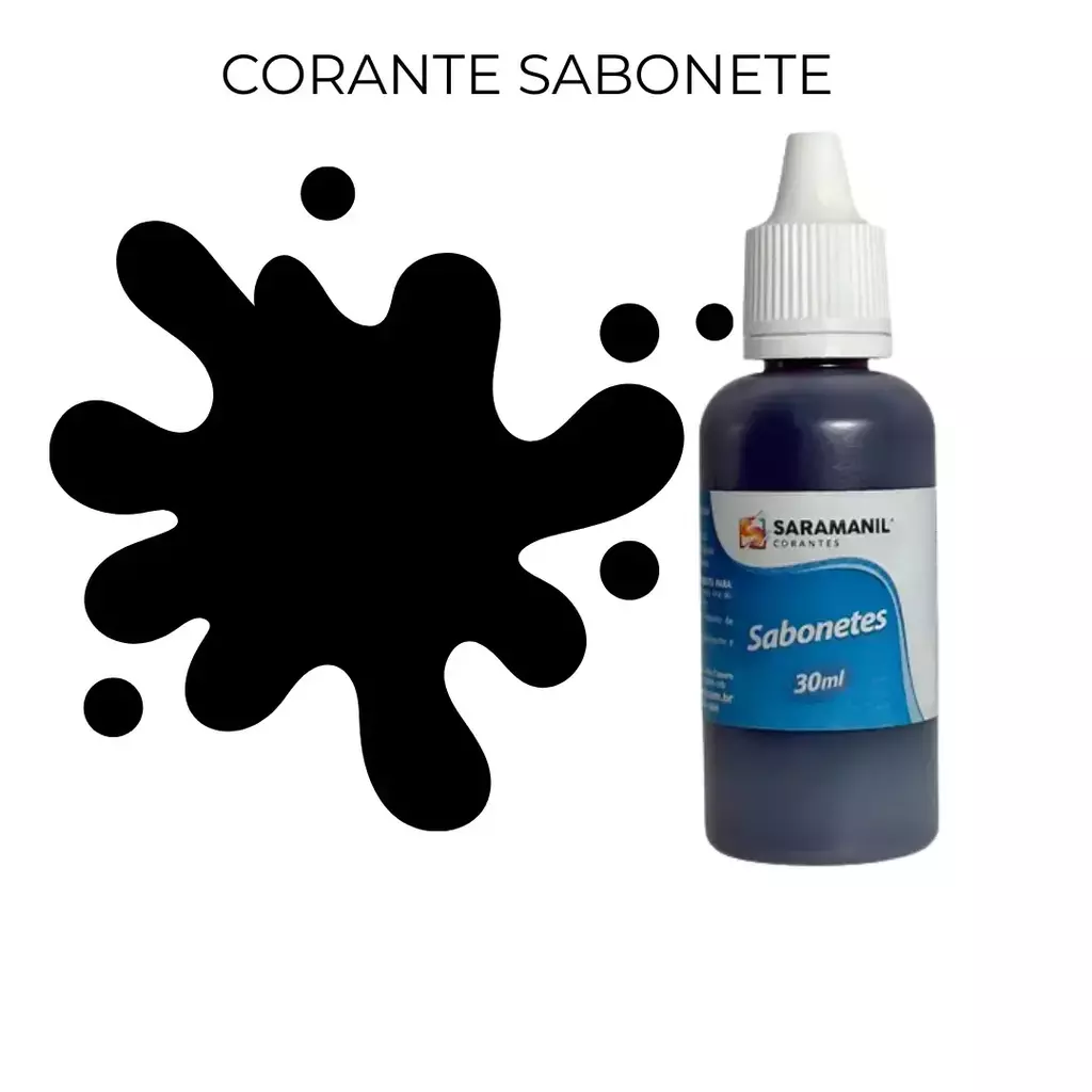 Corante para Saboaria Preto - 30 ml - Saramanil