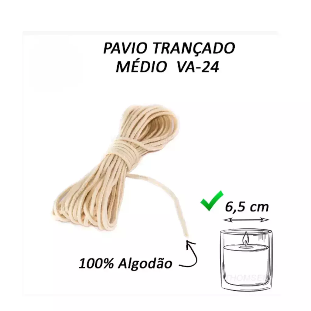 Pavio Trançado VA-24 Médio - Sem Fio de Cobre - 2 metros