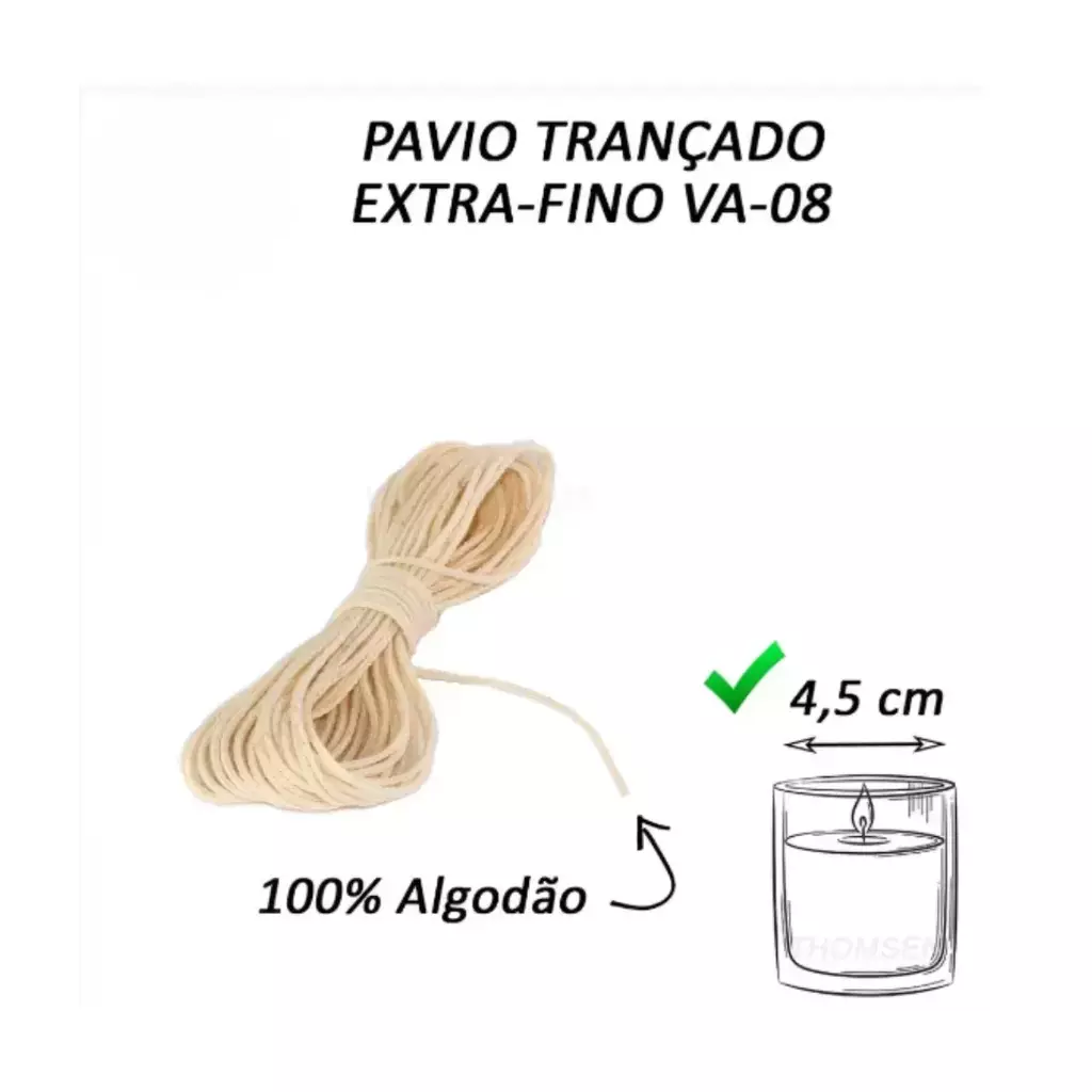 Pavio Trançado VA-08 Extra Fino - Sem Fio de Cobre - 2 metros
