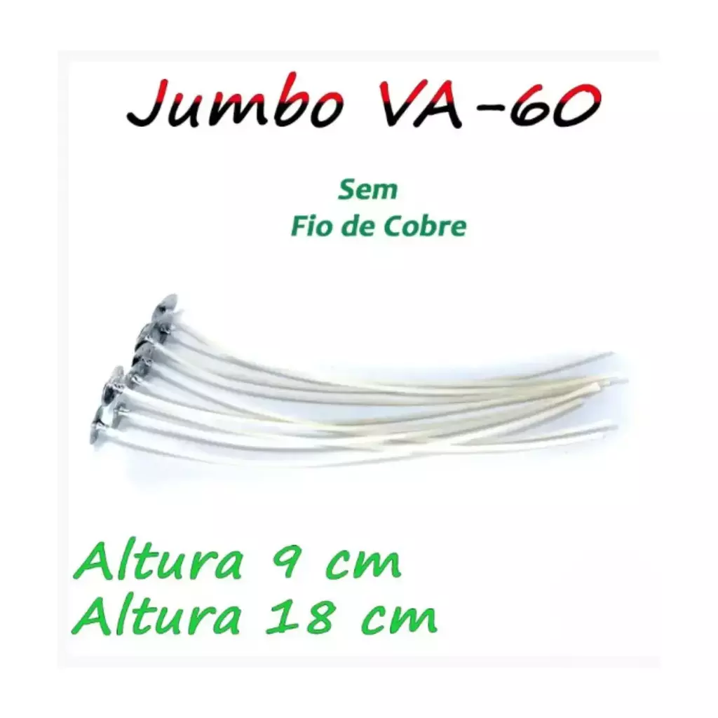 Pavio Parafinado Jumbo VA-60 - Sem Fio de Cobre - 10 unidades