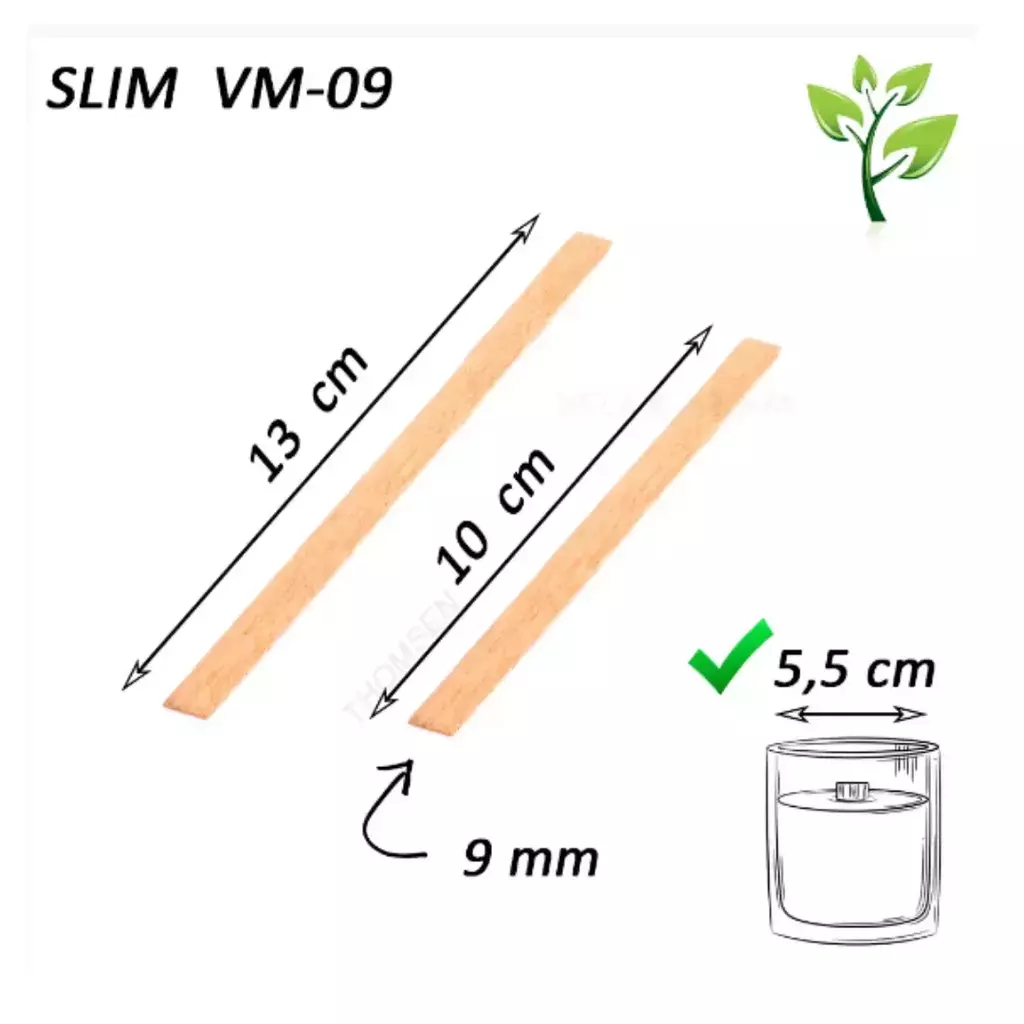 Pavio de Madeira VM-09 Slim - Pacote com 10 unidades