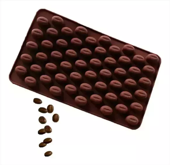 Molde de Silicone Grão de Café - 55 Cavidades para Chocolates, Doces, Balas e Sabonetes