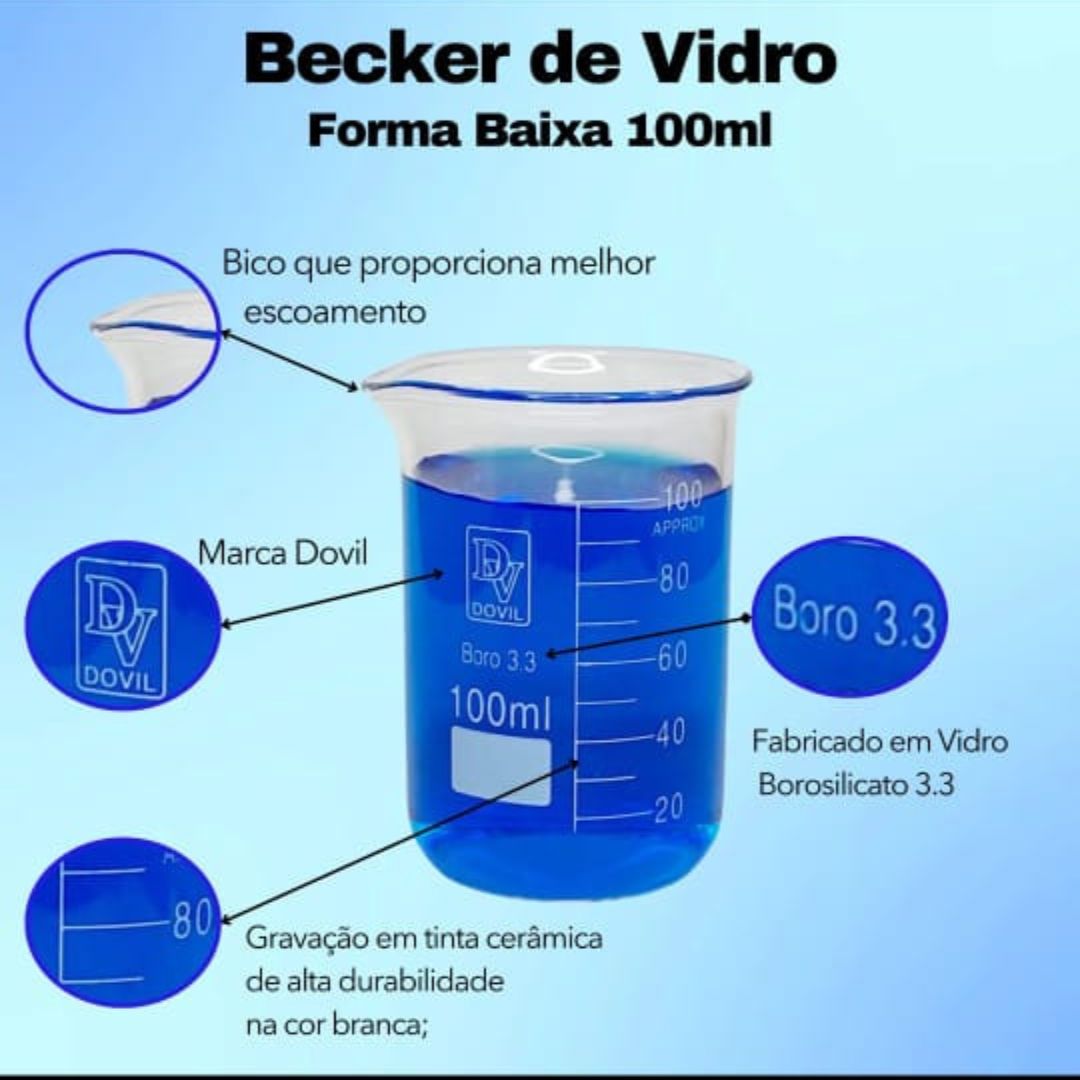 Béquer de Vidro Borossilicato 3.3 Forma Baixa (Griffin) 100 ml