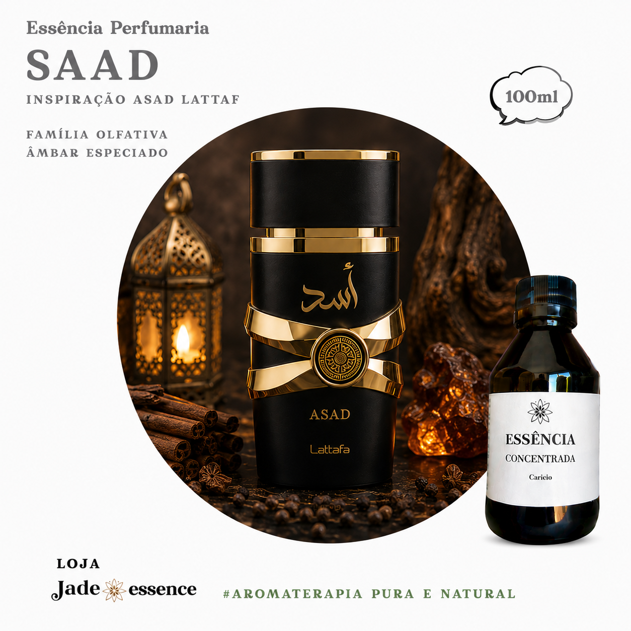 Essência Concentrada Saad - Linha Perfumaria Fina - Inspiração Asad Lattafa - 100 ml