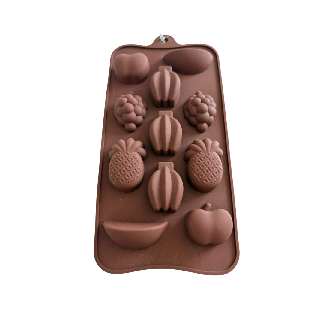 Molde de Silicone Frutas Tropicais - 8 Cavidades para Chocolates, Sabonetes e Artesanato