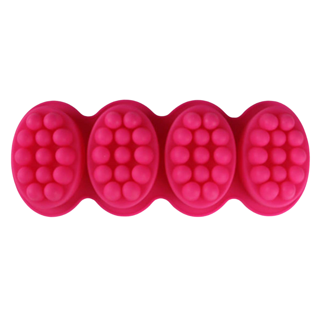 Molde de Silicone Oval para Sabonete Massageador - 4 Cavidades