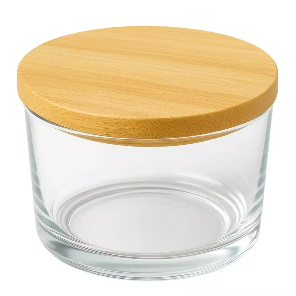 Vidro Pote Pate 150 ml para Vela com Tampa de Madeira