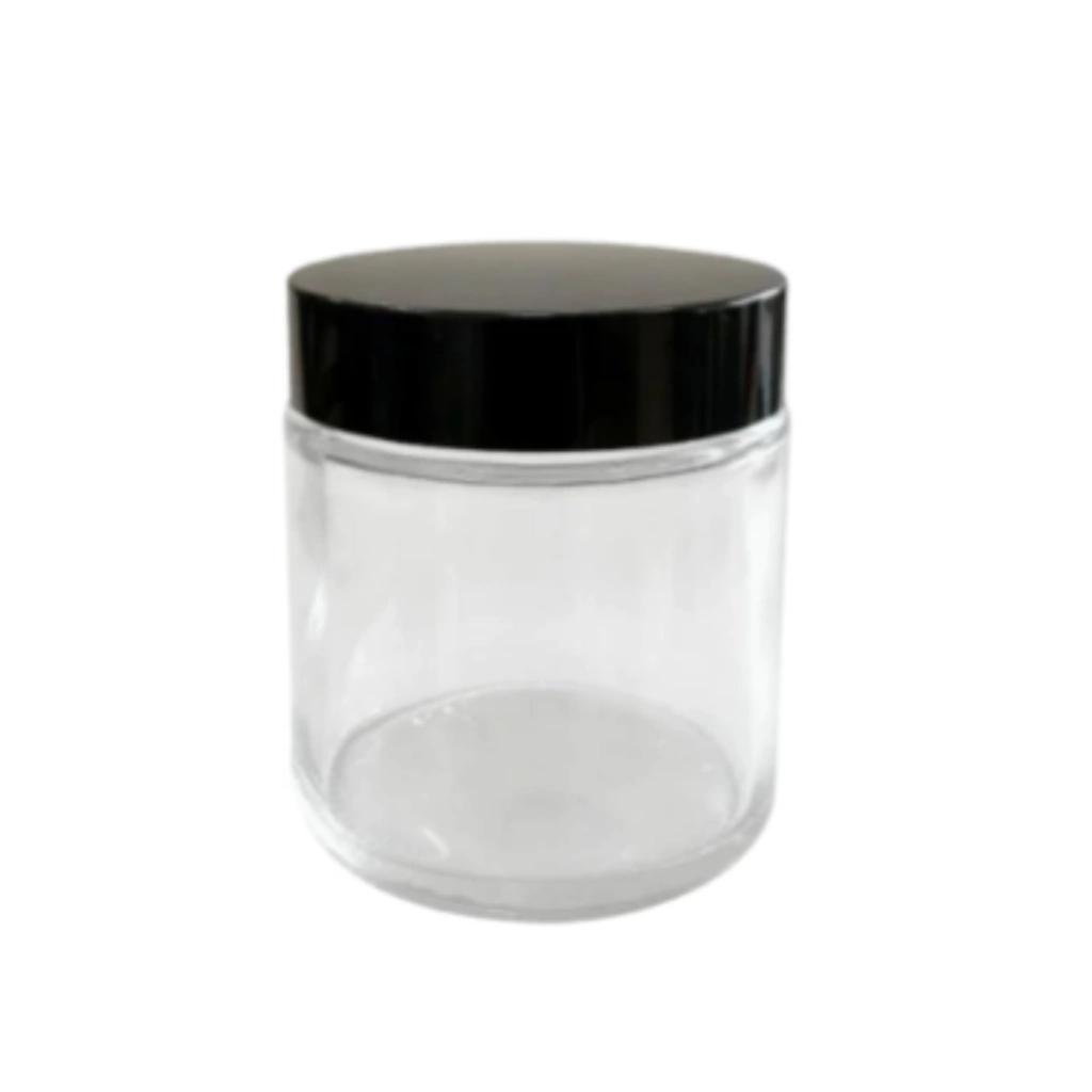 Vidro Pote Cilíndrico Reto 100 ml - Tampa Preta