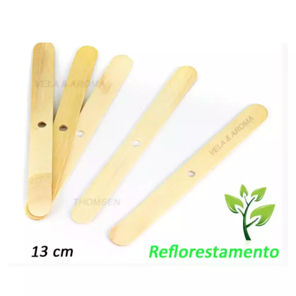 Centralizador de Pavio em Madeira - 13cm (Pacote com 10 unidades)