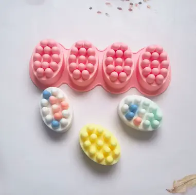 Molde de Silicone para sabonete de massagem com 4 cavidades tamanho G