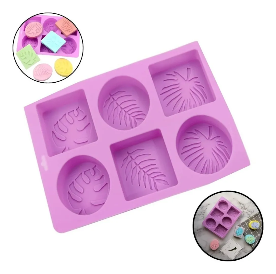 Molde de Silicone Sabonete Retangular Oval Molde 6 Cavidades