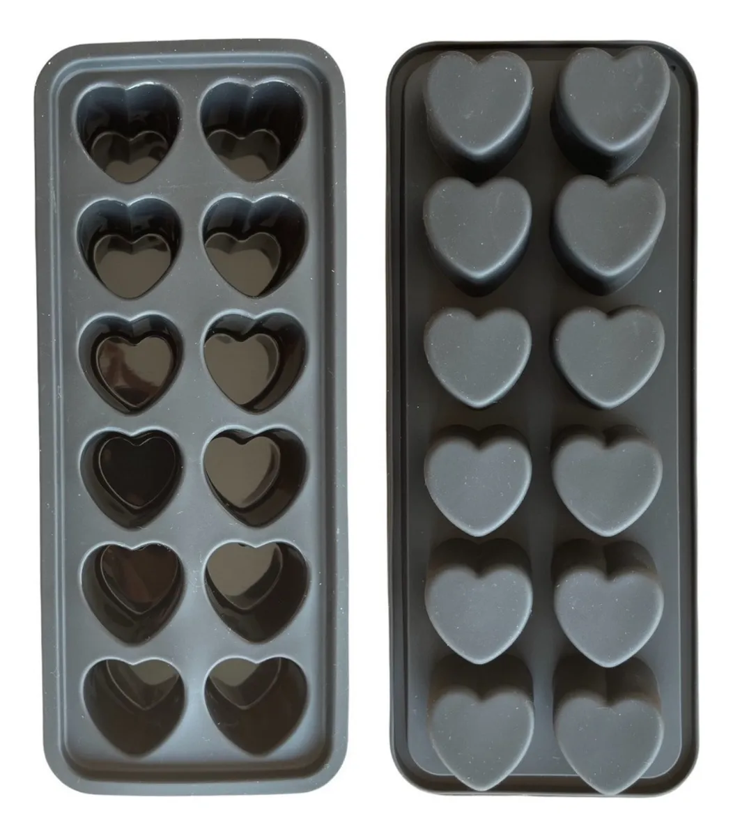 Molde de Silicone Gelo Chocolate Bombom Artesanato Coração Gin